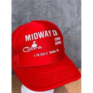 Midway CB Expert Service Cobra Logo Red Mesh Snapback Trucker Hat Bethel PA